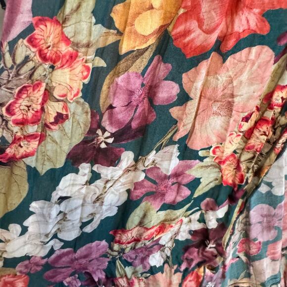 New Johnny Was Strass Wrap Maxi Dress Green V-neck Short Sleeve Sz L Women's - Picture 3 of 8